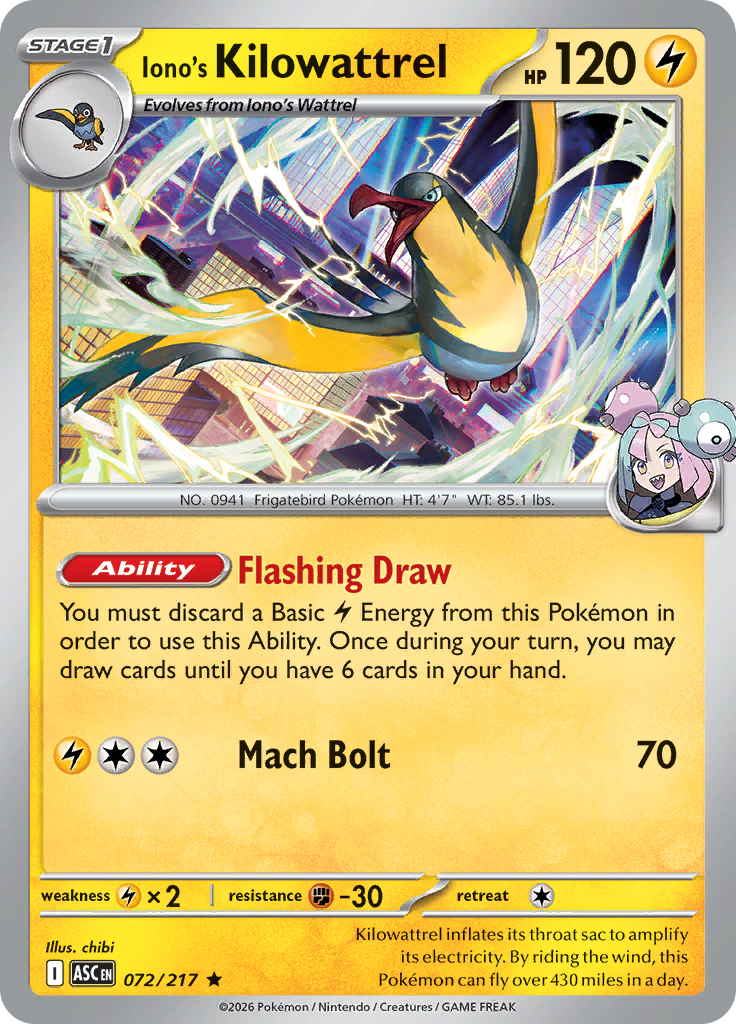 Iono's Kilowattrel — Ascended Heroes 72