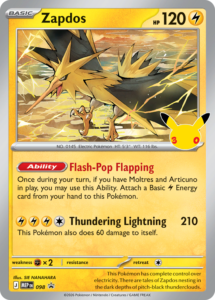 Zapdos — MEP Black Star Promos 98