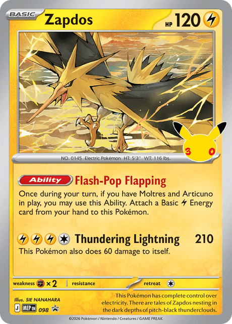 Zapdos — MEP Black Star Promos 98